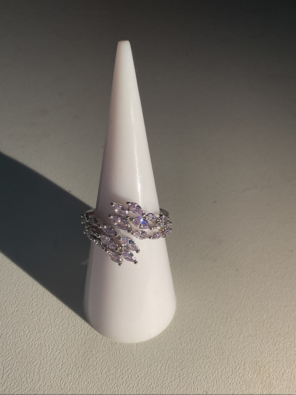 bp Silver Ring with Lavender Marquise Stones